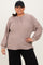 Beige Oversized Ribbed Knit Henley Plus Sweater