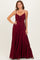 Burgundy Gathered Tie Front Maxi Dress
