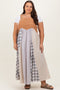Mocha Multicolor Colorblock Plaid Denim Overall Plus Dress