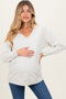 Heather Grey V-Neck Long Sleeve Maternity Pullover Top
