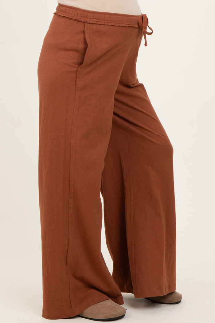 Rust Drawstring Wide Leg Maternity Lounge Pant