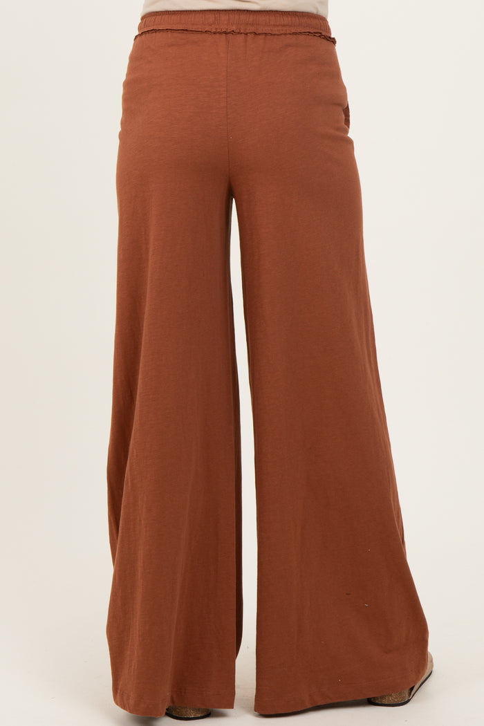 Rust Drawstring Wide Leg Maternity Lounge Pant