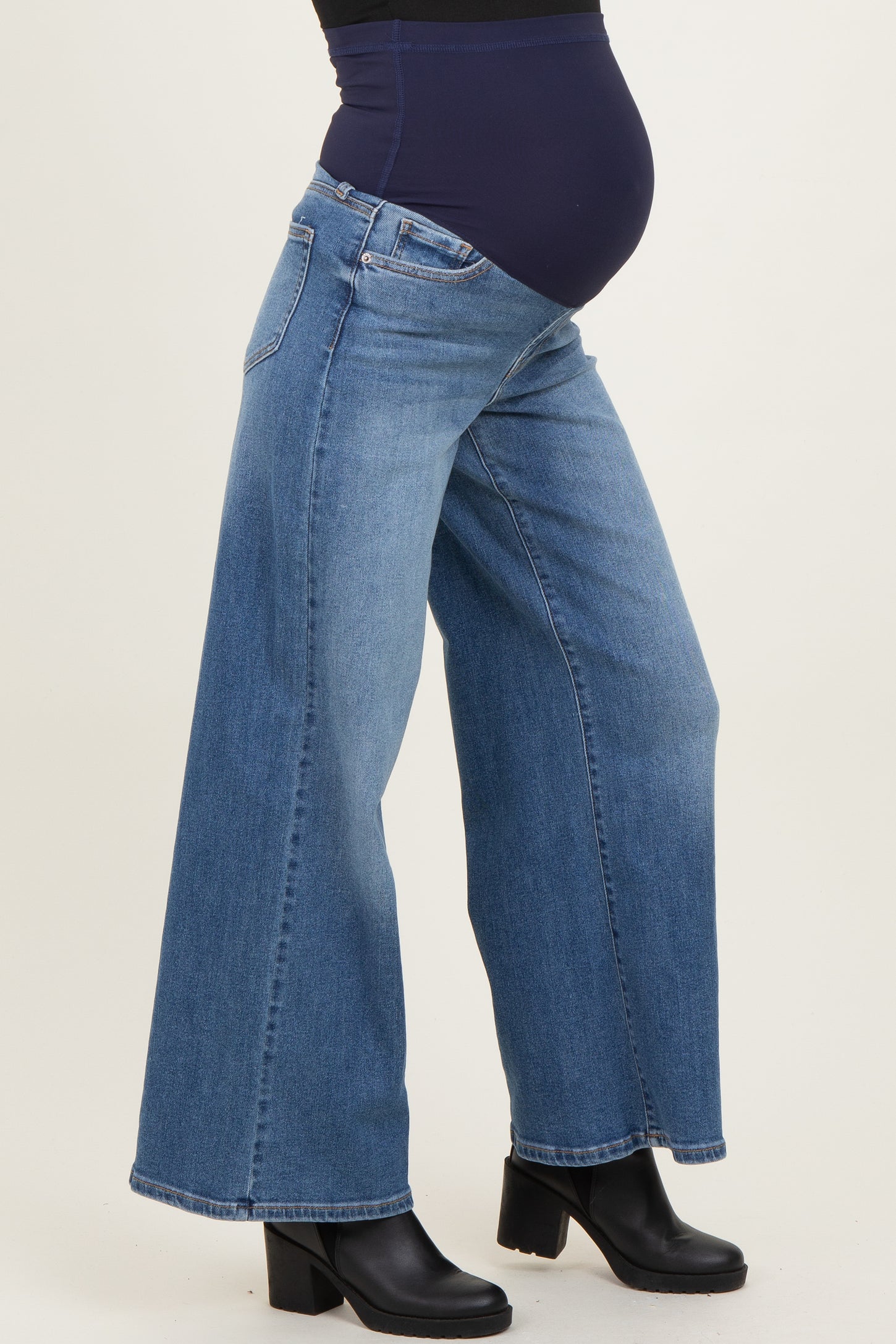 Blue Baggy Wide Leg Maternity Jeans