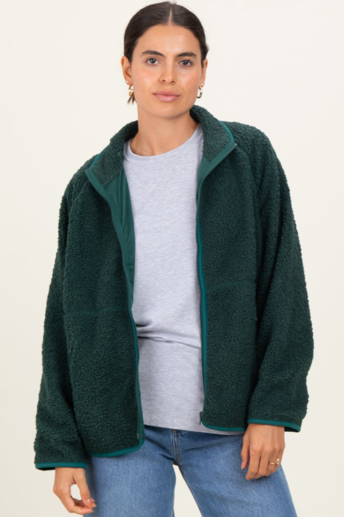 Forest Green Fleece Full Zip Jacket