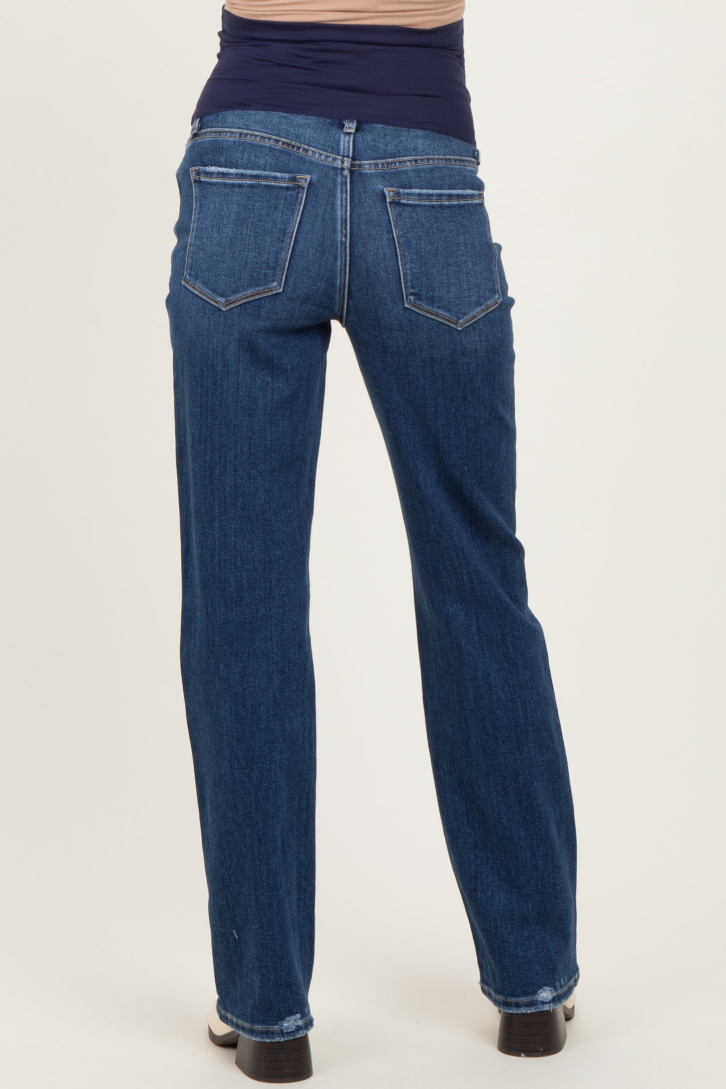 Navy Blue Dark Wash Straight Leg Maternity Jean