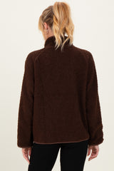 Brown Fleece Full Zip Maternity Jacket