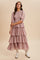 Mauve Smocked Swiss Dot Tiered Maxi Dress