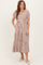Cream/Camel Striped Short Sleeve Tiered Maxi Dress