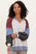Burgundy Color Block Long Sleeve V-Neck Top