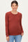 Rust Solid Ribbed Long Sleeve Round Neck Maternity Tunic Top