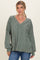 Olive Brushed Long Sleeve V-Neck Sweatshirt