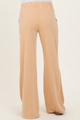 Light Camel Mineral Wash Waffle Knit Contrast Maternity Lounge Pants