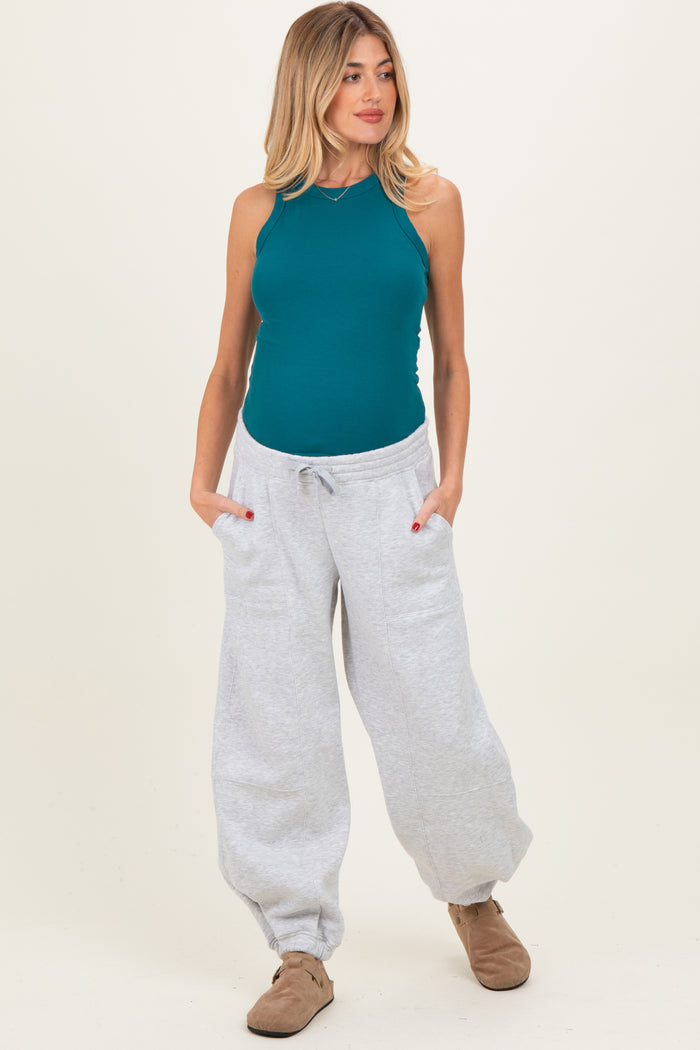 Heather Grey Multi Seam Fleece Maternity Sweatpants