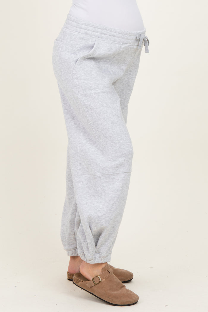 Heather Grey Multi Seam Fleece Maternity Sweatpants