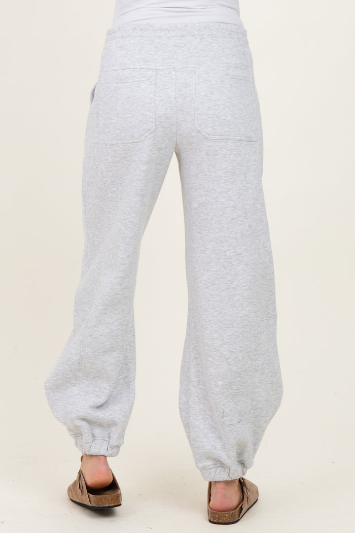 Heather Grey Multi Seam Fleece Maternity Sweatpants