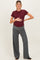 Charcoal Ribbed Knit Foldover Waist Maternity Pants