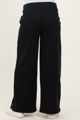 Black Fleece Wide Leg Maternity Sweatpants