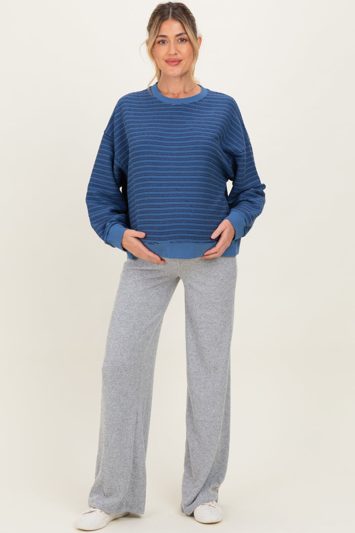 Heather Grey Brushed Knit Flare Leg Maternity Pants