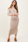 Beige Ribbed Knit Maternity Polo Sweater Dress