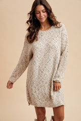 Cream Speckle Knit Maternity Sweater Dress
