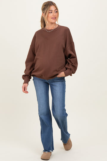 Navy Blue Fray Hem Straight Leg Maternity Jeans