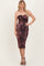 Pink Brown Tube Ruching Midi Dress