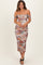 Taupe Floral Ruched Midi Maternity Dress