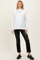 Ivory Mock Neck Exposed Seam Maternity Sweater
