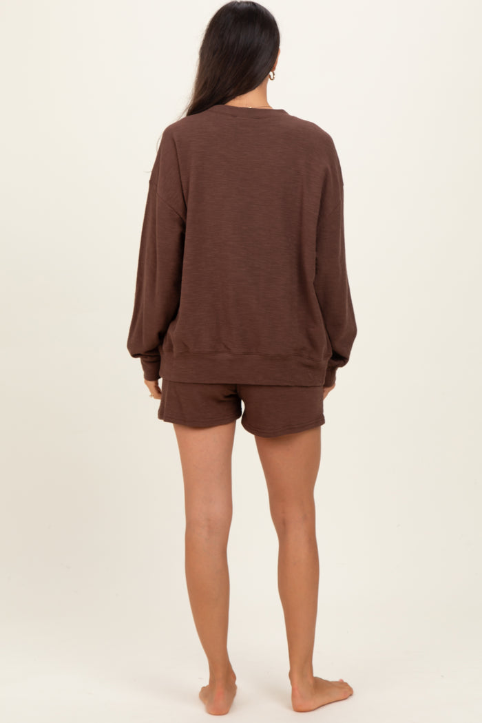 Brown Pullover & Shorts Set