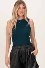 Forest Green Glitter Ruched Sleeveless Top