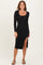 Black Knit Square Neck Slit Midi Dress