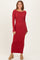 Red Scoop Back Long Sleeve Maxi Dress