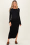 Black Scoop Back Long Sleeve Maternity Maxi Dress