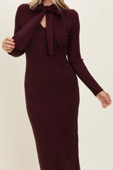 Burgundy Neck Tie Sweater Dress