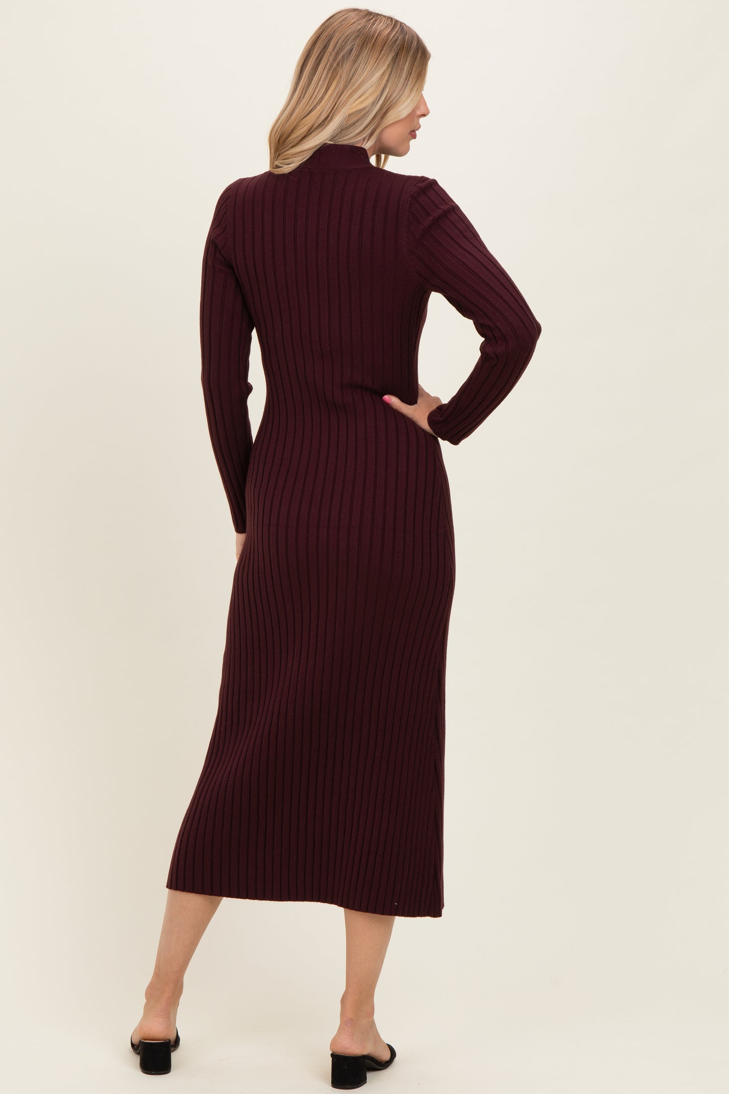 Burgundy Neck Tie Sweater Dress