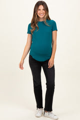 Black Vintage Wash Frayed Hem Kick Flare Maternity Jeans