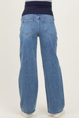 Blue Classic Medium Wash Wide Leg Maternity Jeans