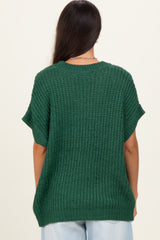 Green Short Sleeve Round Neck Sweater