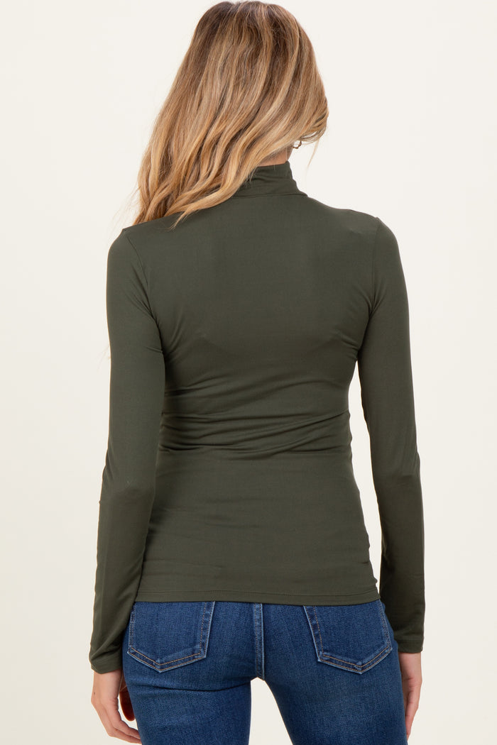 Olive Maternity Mock Neck Top