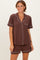 Brown Short Sleeve Button Down Shirt Shorts Set