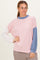 Pink Ribbed Colorblock Side Slit Top