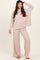 Beige Textured Rib Mock Neck Long Sleeve Pants Set
