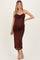 Burgundy Satin Halter Maternity Midi Dress