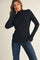 Black Thumbhole Sleeves Mock Neck Lace Top