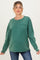 Green Oversized Washed Long Sleeve Pocket Maternity Top
