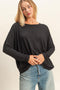 Black Relaxed Fit Dolman Long Sleeve Top