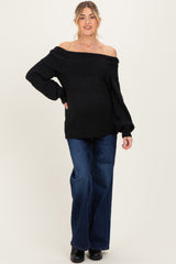 Black Off Shoulder Maternity Sweater