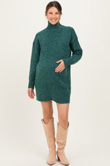 Green High Neck Sweater Maternity Mini Dress