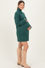 Green High Neck Sweater Maternity Mini Dress