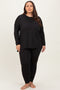 Black Brushed Knit Oversized Top and Legging Plus Set